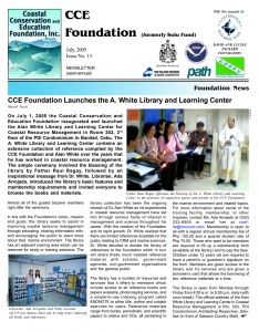CCE FOUNDATION LAUNCHES THE A WHITE LIBRARY AND LEARNING CENTER