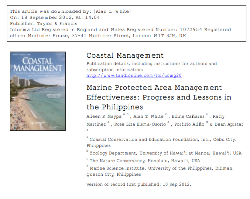 Marine Protected Area Management Effectiveness: Progress and Lessons in the Philippines