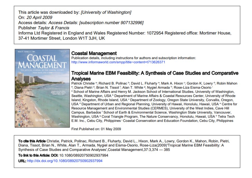 Tropical Marine EBM Feasibility: A Synthesis of Case Studies and Comparative Analyses